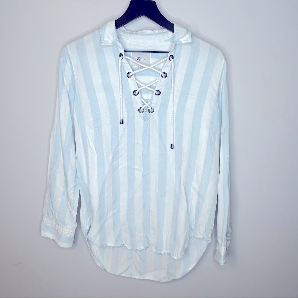 Rails Uli Corset Tie Block Stripe Shirt Size S - image 3